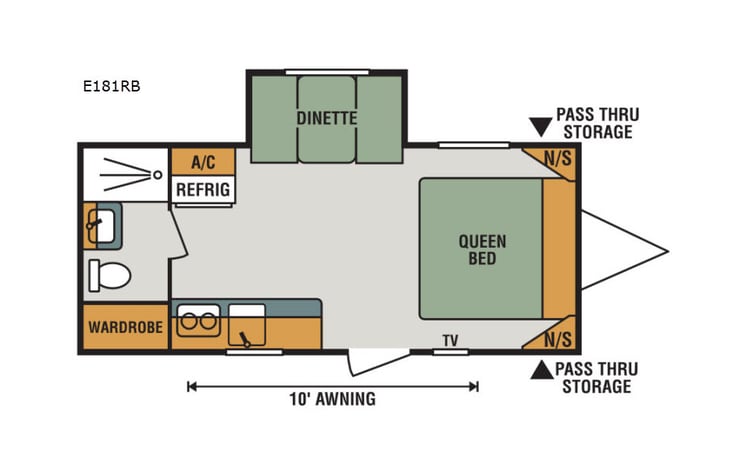 Representative floor plan provided by a trusted RVshare partner.