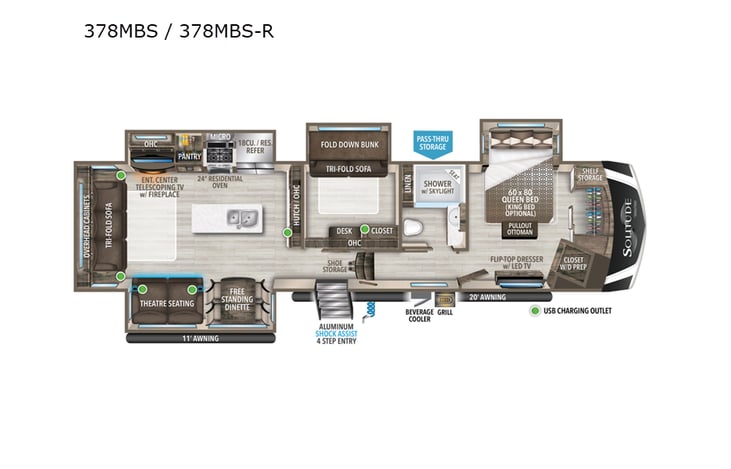 Representative floor plan provided by a trusted RVshare partner.