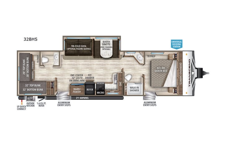 Representative floor plan provided by a trusted RVshare partner.