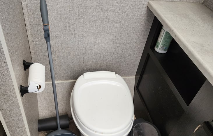 Plenty of leg, elbow and headroom in the bathroom.  Wall mounted digital water temperature adjustment provides comfort feature to adjust temperature for adults and safety for small children.