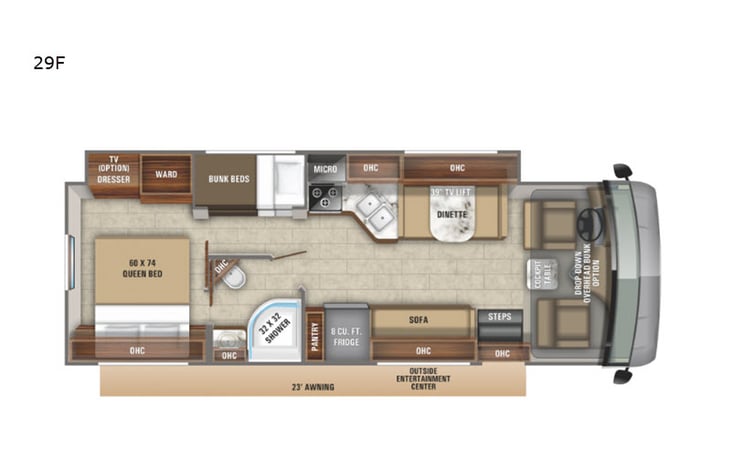 Representative floor plan provided by a trusted RVshare partner.