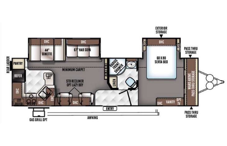 Representative floor plan provided by a trusted RVshare partner.