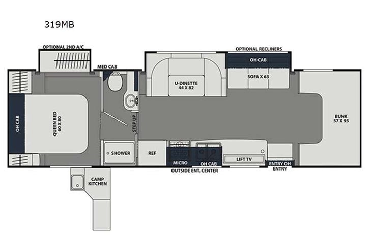 Representative floor plan provided by a trusted RVshare partner.