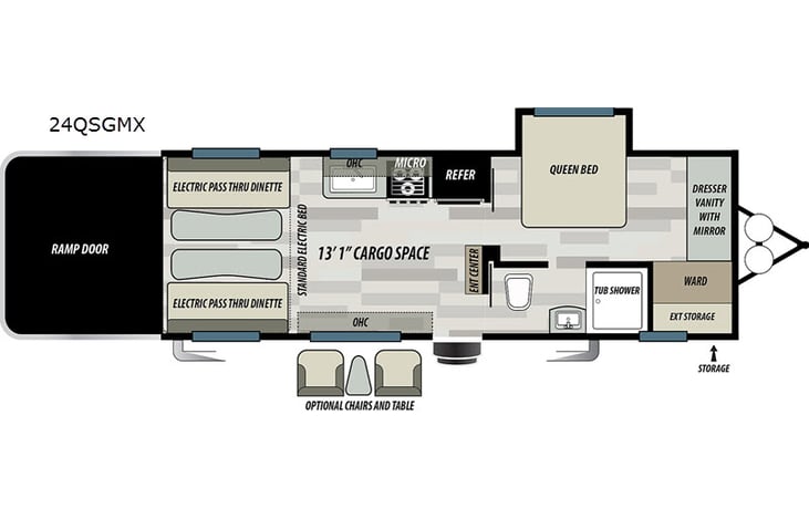 Representative floor plan provided by a trusted RVshare partner.