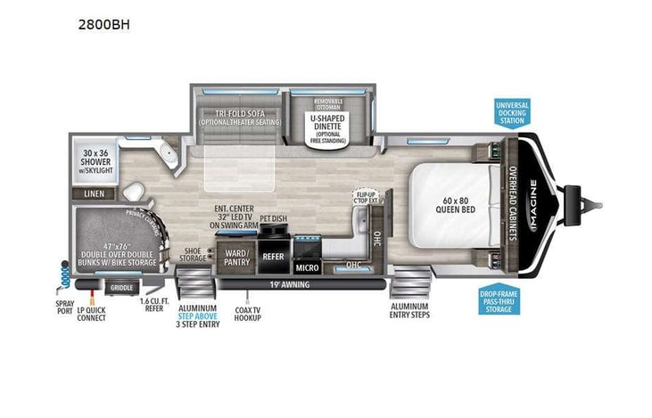 Representative floor plan provided by a trusted RVshare partner.