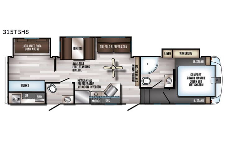 Representative floor plan provided by a trusted RVshare partner.