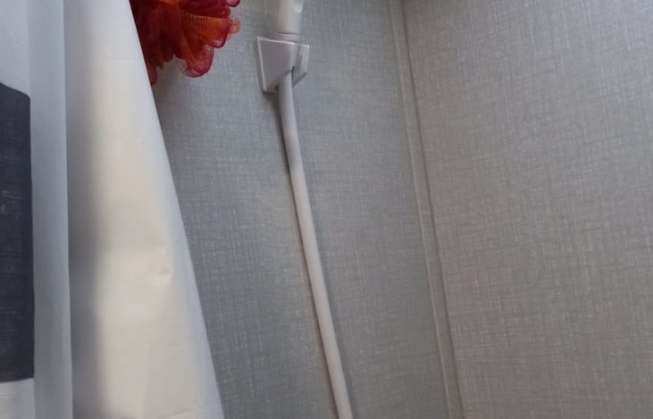 The shower is spacious, with adequate room, to meet your bathing needs