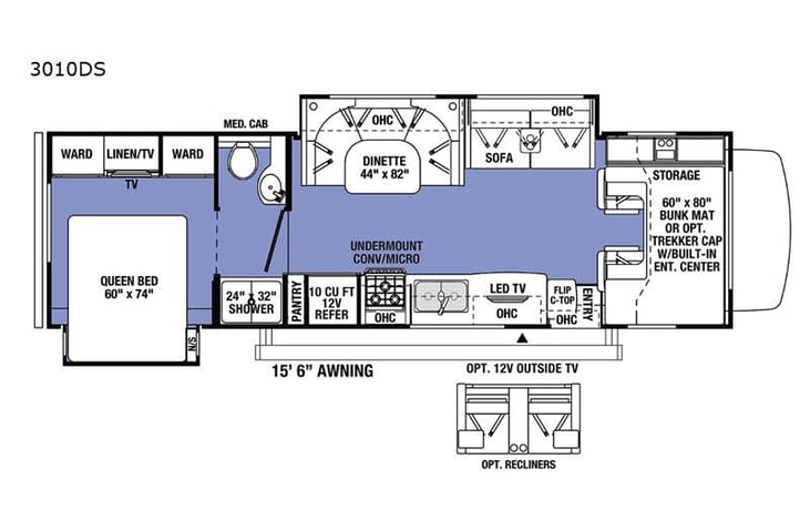 Representative floor plan provided by a trusted RVshare partner.