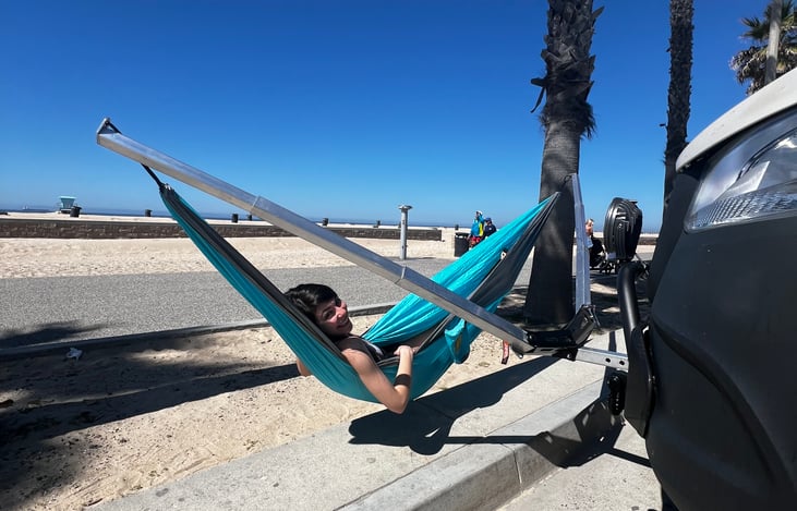 Optional ADD ON: Adventure Hammock Systems instant pop up hammock. Attaches to front hitch mount. Max weight 300lb.