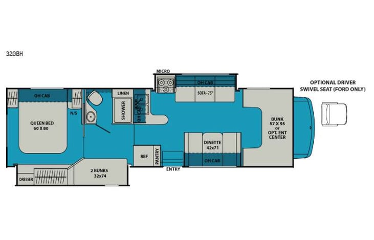Representative floor plan provided by a trusted RVshare partner.