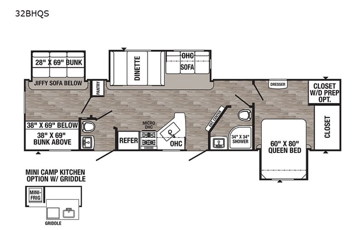 Representative floor plan provided by a trusted RVshare partner.