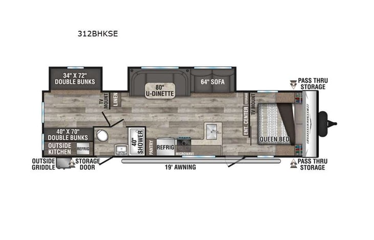 Representative floor plan provided by a trusted RVshare partner.