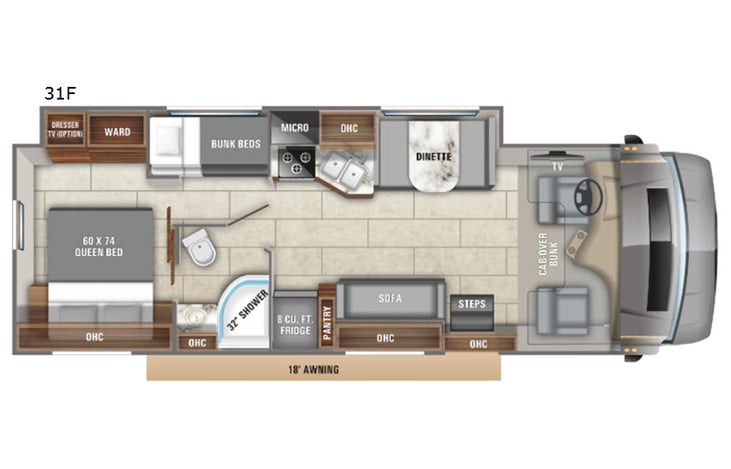 Representative floor plan provided by a trusted RVshare partner.