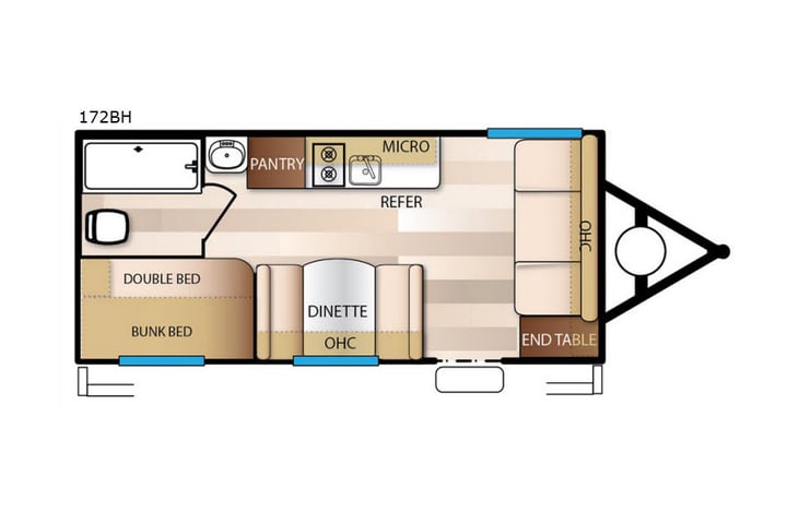 Representative floor plan provided by a trusted RVshare partner.