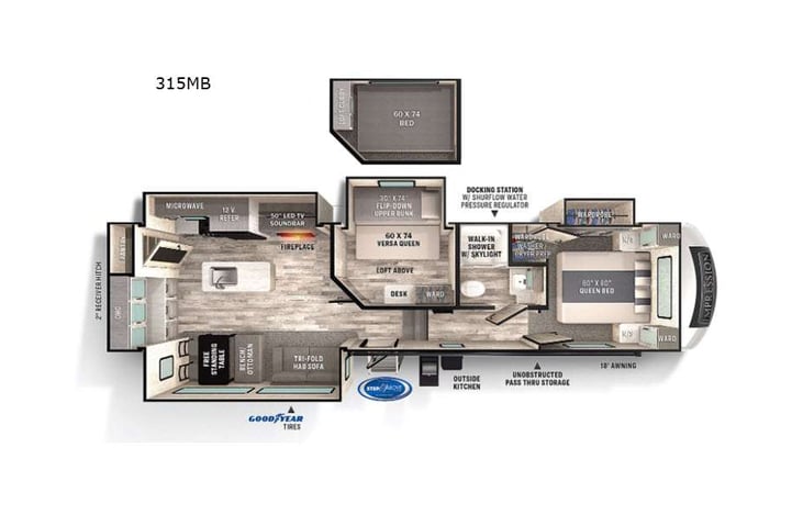 Representative floor plan provided by a trusted RVshare partner.
