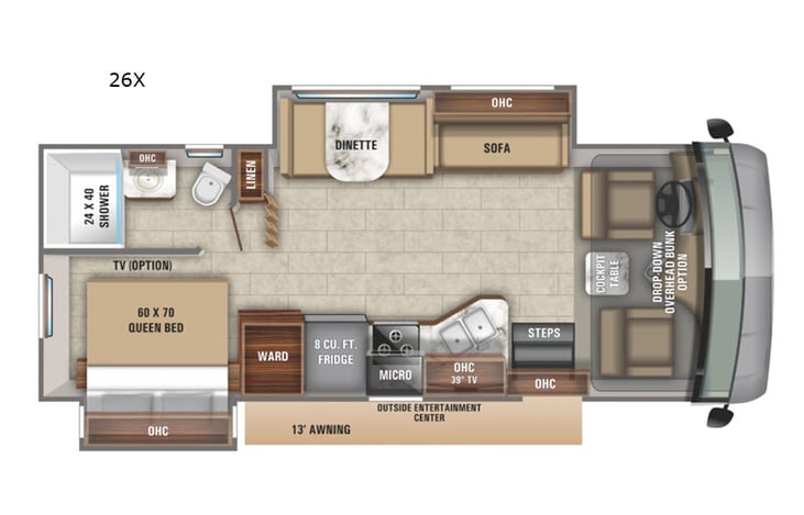 Representative floor plan provided by a trusted RVshare partner.