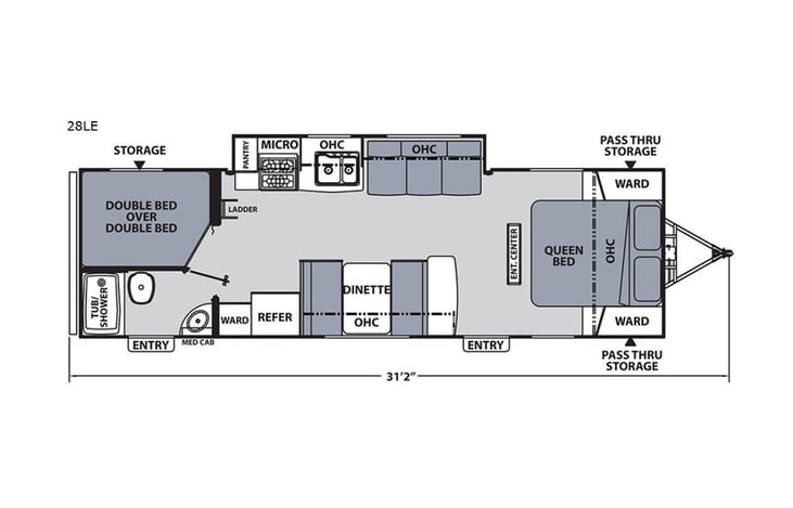 Representative floor plan provided by a trusted RVshare partner.