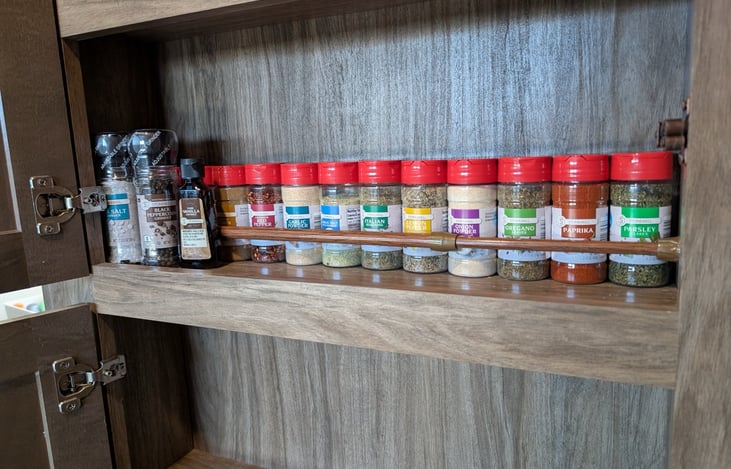 Fully stocked spice collection makes meal prep a breeze! Everything you need to create delicious camping meals, organized and ready to use. No need to pack basic seasonings - we've got you covered!