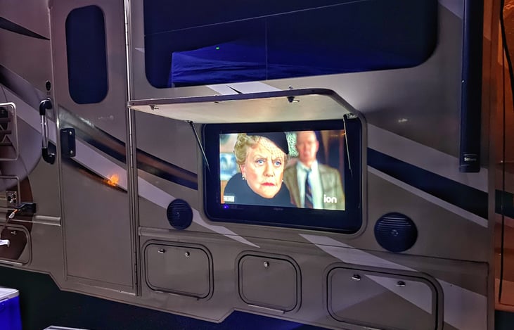 Entertain outdoors with TV and outdoor music speakers