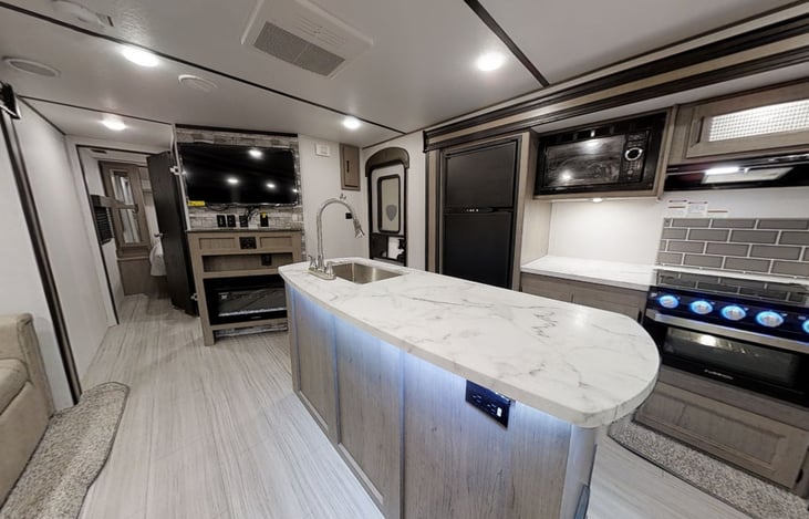 Main Family Room with Kitchen Island