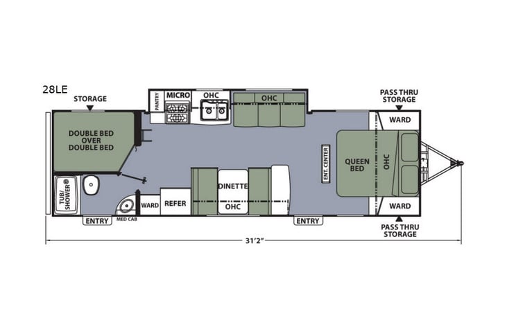 Representative floor plan provided by a trusted RVshare partner.