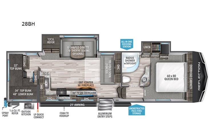 Representative floor plan provided by a trusted RVshare partner.