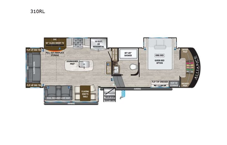 Representative floor plan provided by a trusted RVshare partner.