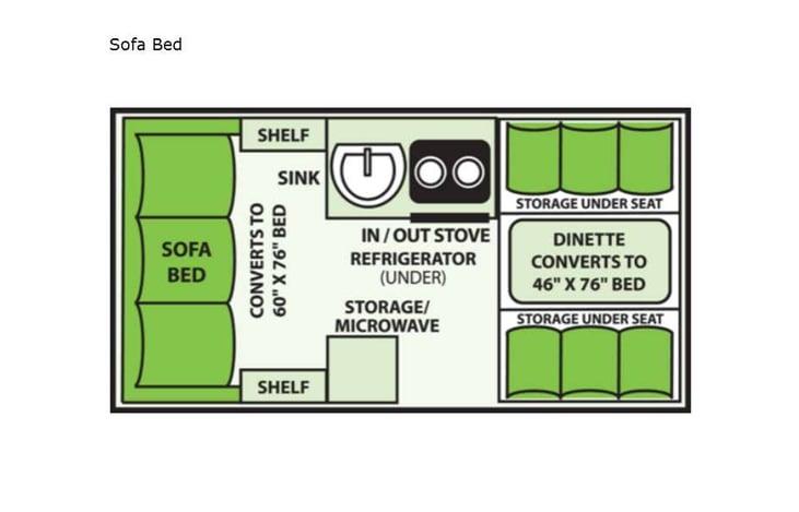 Representative floor plan provided by a trusted RVshare partner.