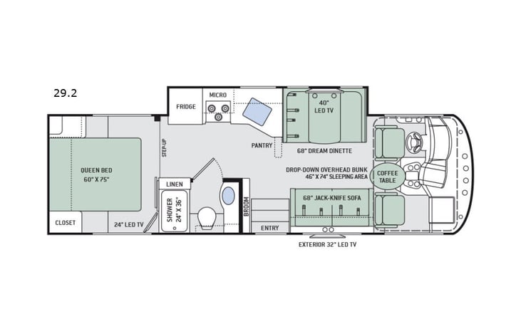 Representative floor plan provided by a trusted RVshare partner.