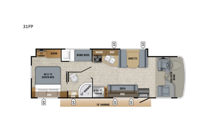 Representative floor plan provided by a trusted RVshare partner.