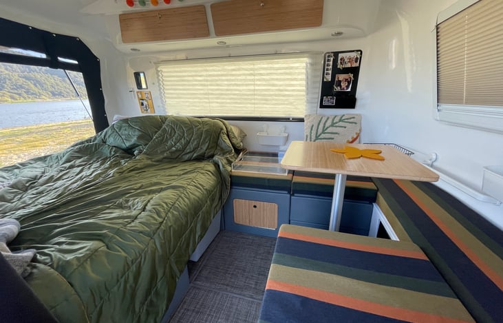 twin xl bed and small dining configuration