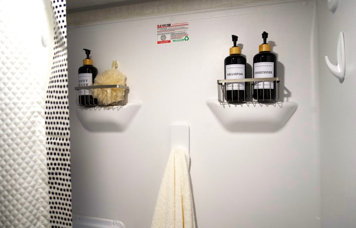 Toiletries and towels provided for your convenience.