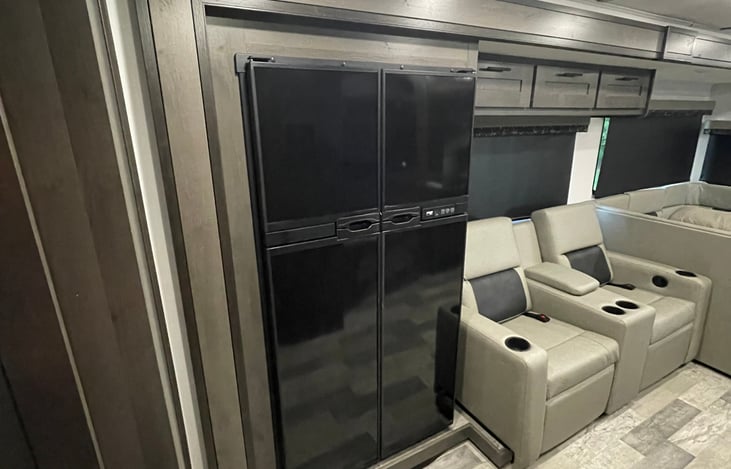 Refrigerator has Locking Doors to prevent accidental opening while driving.