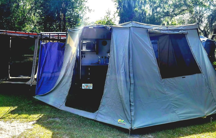 Add on tent to sleep more then the 2 in the camperalao for shaded or rain,changing area.