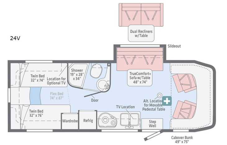 Representative floor plan provided by a trusted RVshare partner.