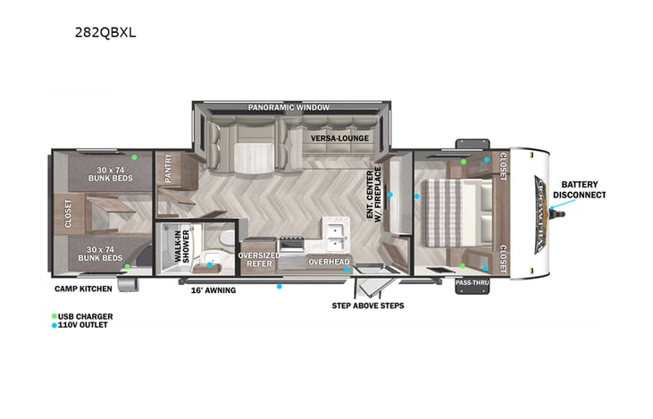 Representative floor plan provided by a trusted RVshare partner.