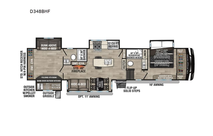 Representative floor plan provided by a trusted RVshare partner.
