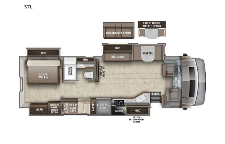 Representative floor plan provided by a trusted RVshare partner.