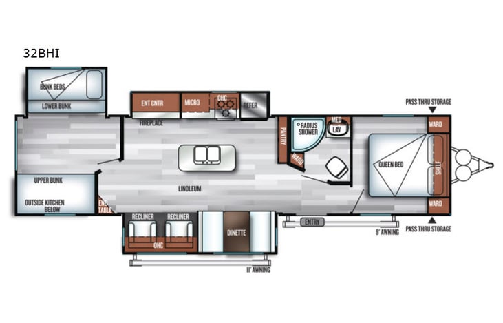 Representative floor plan provided by a trusted RVshare partner.