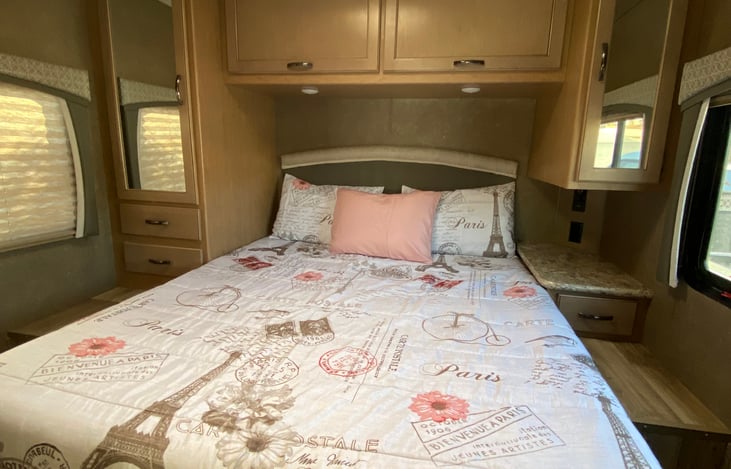 Great queen size bed for two people. Lots of storage for your belongings.