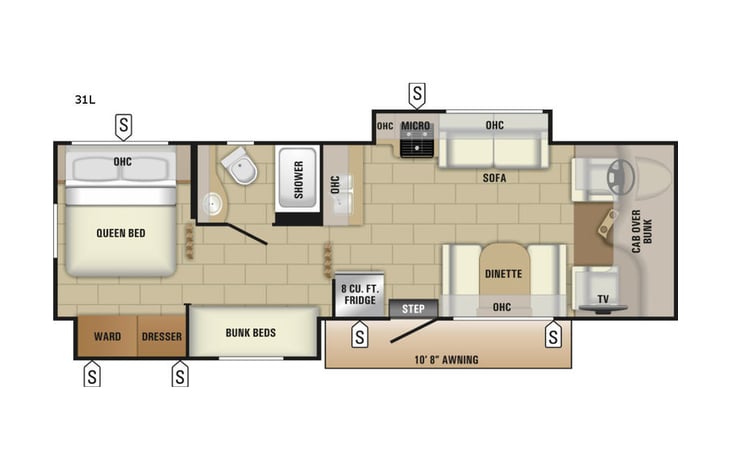 Representative floor plan provided by a trusted RVshare partner.