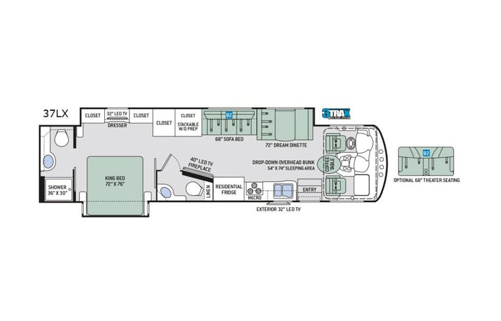Representative floor plan provided by a trusted RVshare partner.
