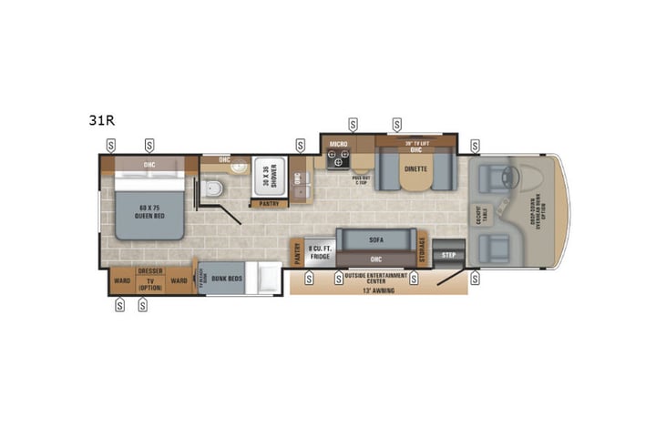 Representative floor plan provided by a trusted RVshare partner.