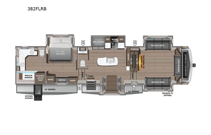 Representative floor plan provided by a trusted RVshare partner.