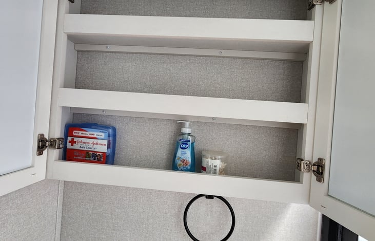 Medicine cabinet in bathroom