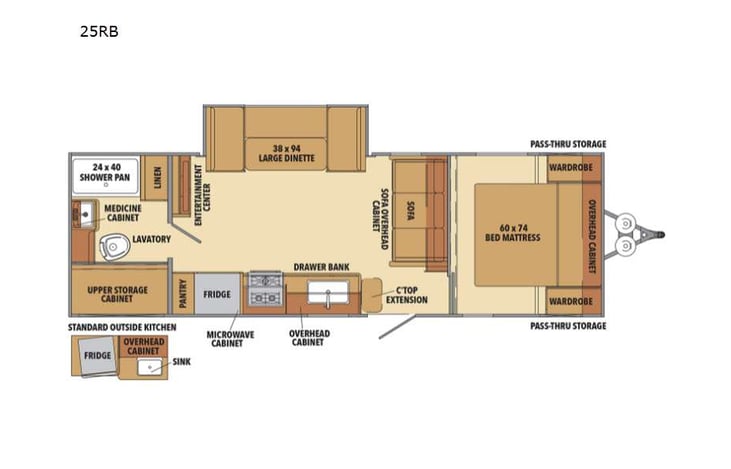 Representative floor plan provided by a trusted RVshare partner.