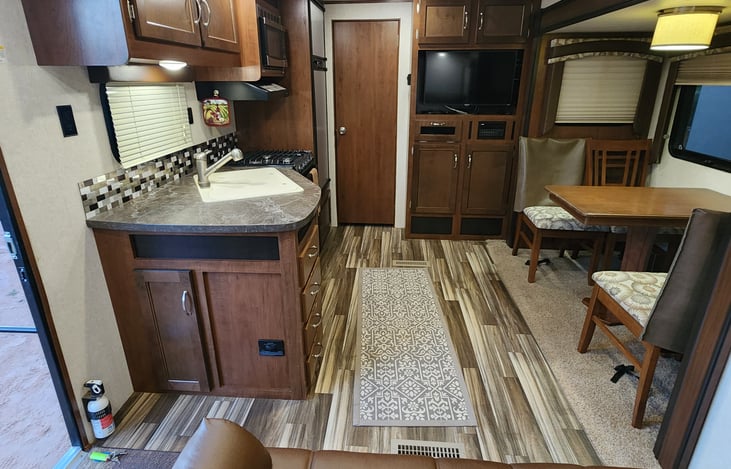 central air condition, tv and dvd in living area and bedroom.