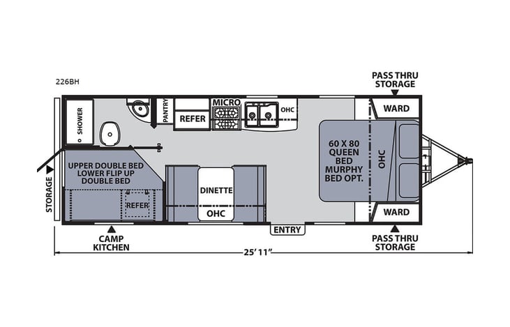 Representative floor plan provided by a trusted RVshare partner.