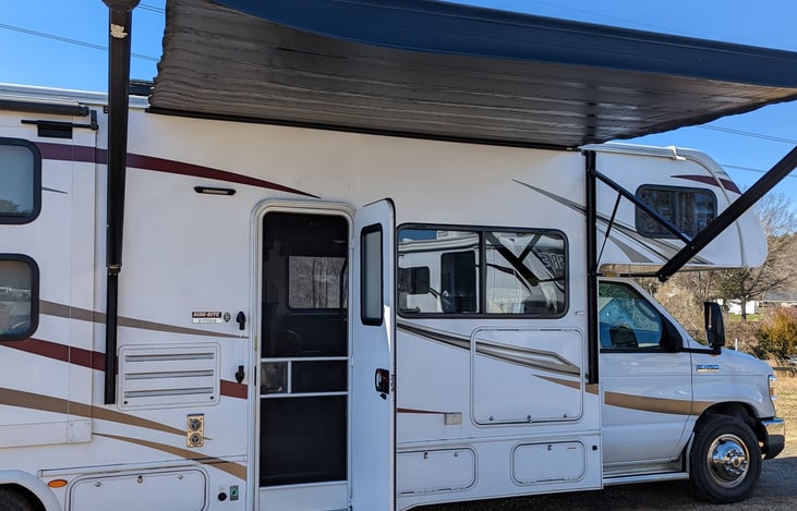 Awning with LED lights.