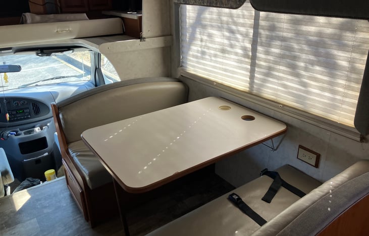 Kitchen table converts to double bed.